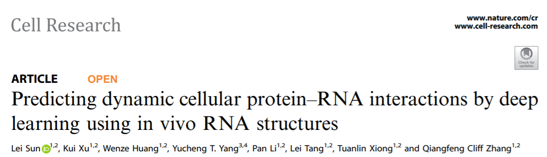 科研成果 | 张强锋课题组开发基于细胞内RNA结构预测蛋白质-RNA动态相互作用的人工智能方法-肽度TIMEDOO