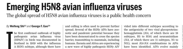 高福等人发文:须重视新发H5N8禽流感病毒 可造成人感染-肽度TIMEDOO