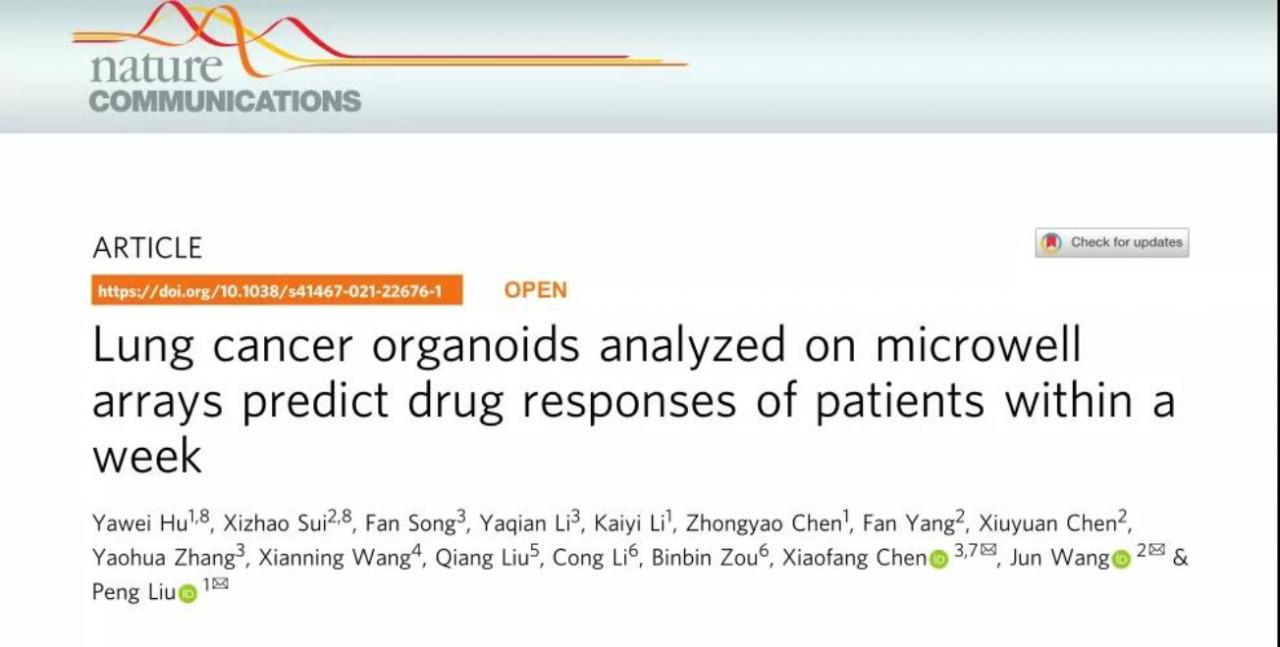 北京大学人民医院王俊课题组与合作者研发肺癌类器官快速药敏检测芯片