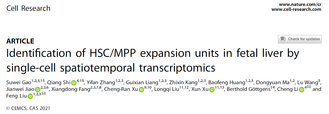 北京大学生命科学学院李程研究组与合作者揭示胎肝造血干细胞扩增功能单元“HSC PLUS”-肽度TIMEDOO
