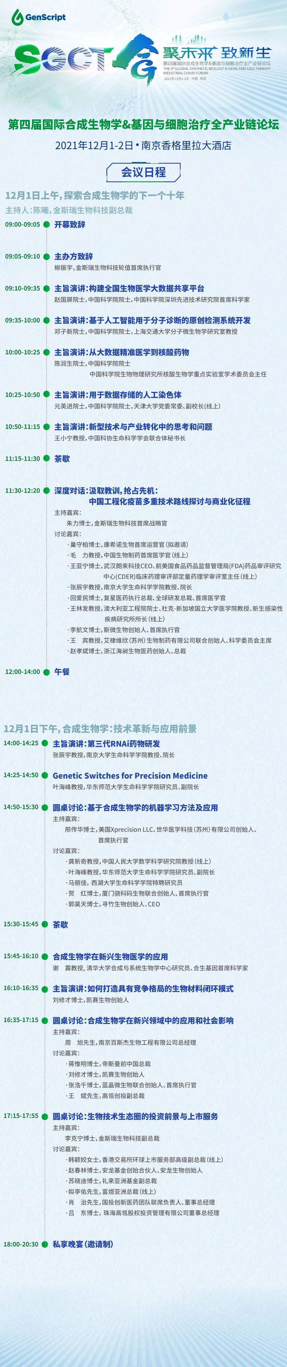 SynBio&GCT · 完整议程发布 | 6位院士共赴年度科学盛会！-肽度TIMEDOO