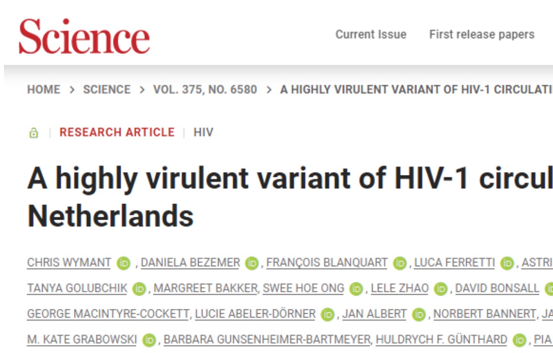 Science：HIV病毒超强变异，为艾滋病进程开倍速