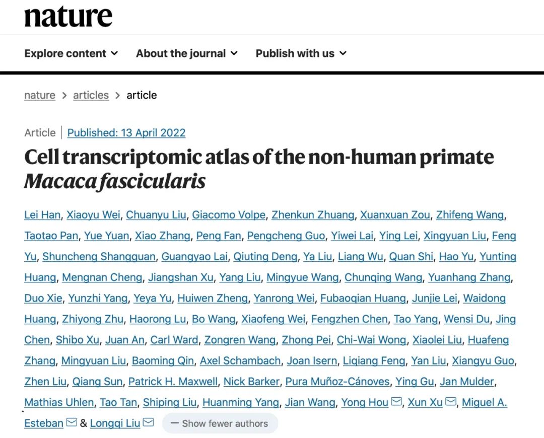 全球首个非人灵长类动物全细胞图谱在Nature发表-肽度TIMEDOO