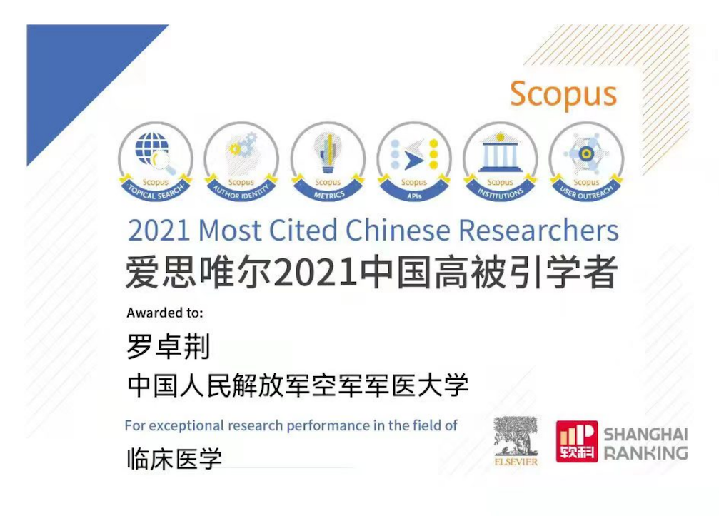 祝贺空军军医大学西京骨科医院院长罗卓荆教授 连续入选中国高被引学者榜单-肽度TIMEDOO