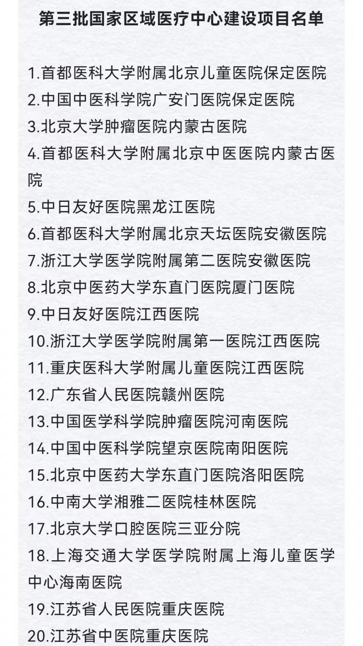 四部门公布第三批国家区域医疗中心建设项目名单-肽度TIMEDOO