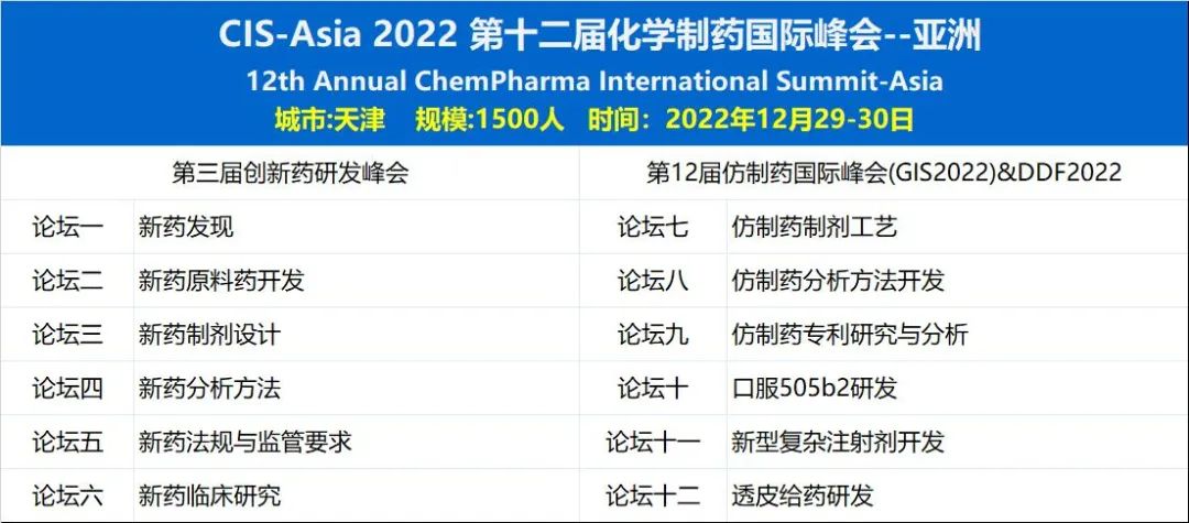 【12月天津相聚】CIS-Asia2022｜第十二届化学制药国际峰会-亚洲-肽度TIMEDOO
