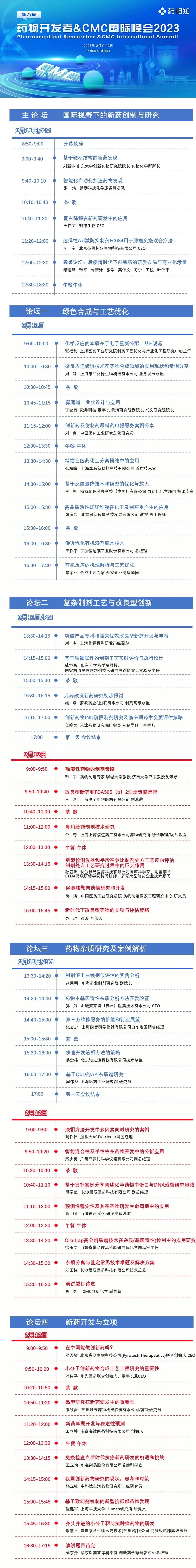 【完整议程公开】药物开发者&CMC国际峰会年后济南见！-肽度TIMEDOO