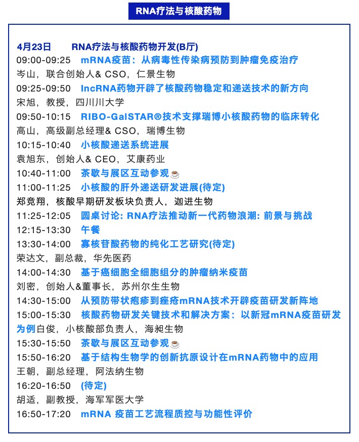 议程公布——BioFuture 2023第六届生物医药未来领袖峰会，4月22日-23日上海-肽度TIMEDOO