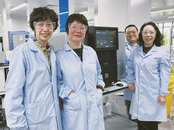 序祯达和Element Biosciences员工在顺利完成装机的AVITI平台前合影 中国首发 - 序祯达生物携手Element Biosciences打造中国首个AVITI灵活测序示范平台-肽度TIMEDOO