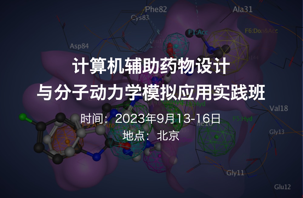 【九月中|现场】十一主题，即学即用：计算机辅助药物设计与分子动力学模拟应用实践班（2023.9.13-16）