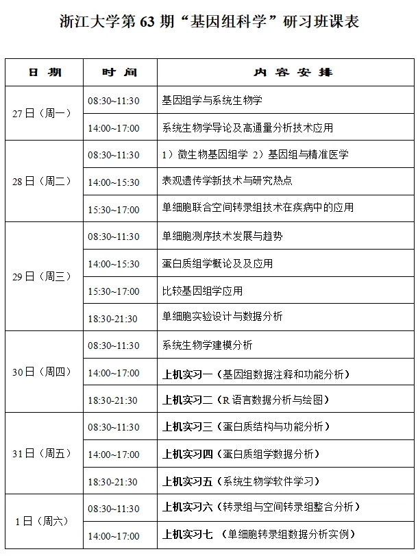 2024年5月26-6月1日·浙江大学第63期“基因组科学”研习班招生通知-肽度TIMEDOO
