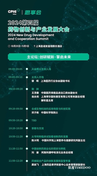 参会报名倒计时 | 重磅大咖已就位,CPHI思享会议程抢先看!10月31-11月1日邀您共赴千人盛会-肽度TIMEDOO