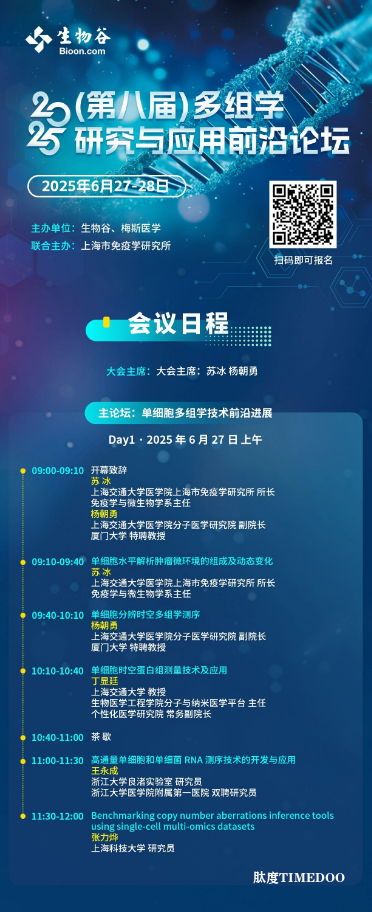 2025年6月27-28日·上海·（第八届）多组学研究与临床转化前沿论坛-肽度TIMEDOO