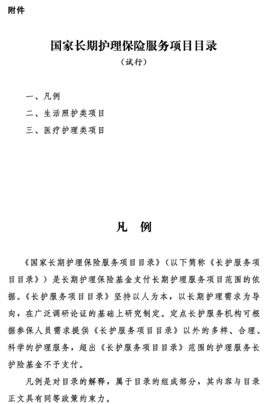 国家医疗保障局关于印发《国家长期护理保险服务项目目录（试行）》的通知-肽度TIMEDOO