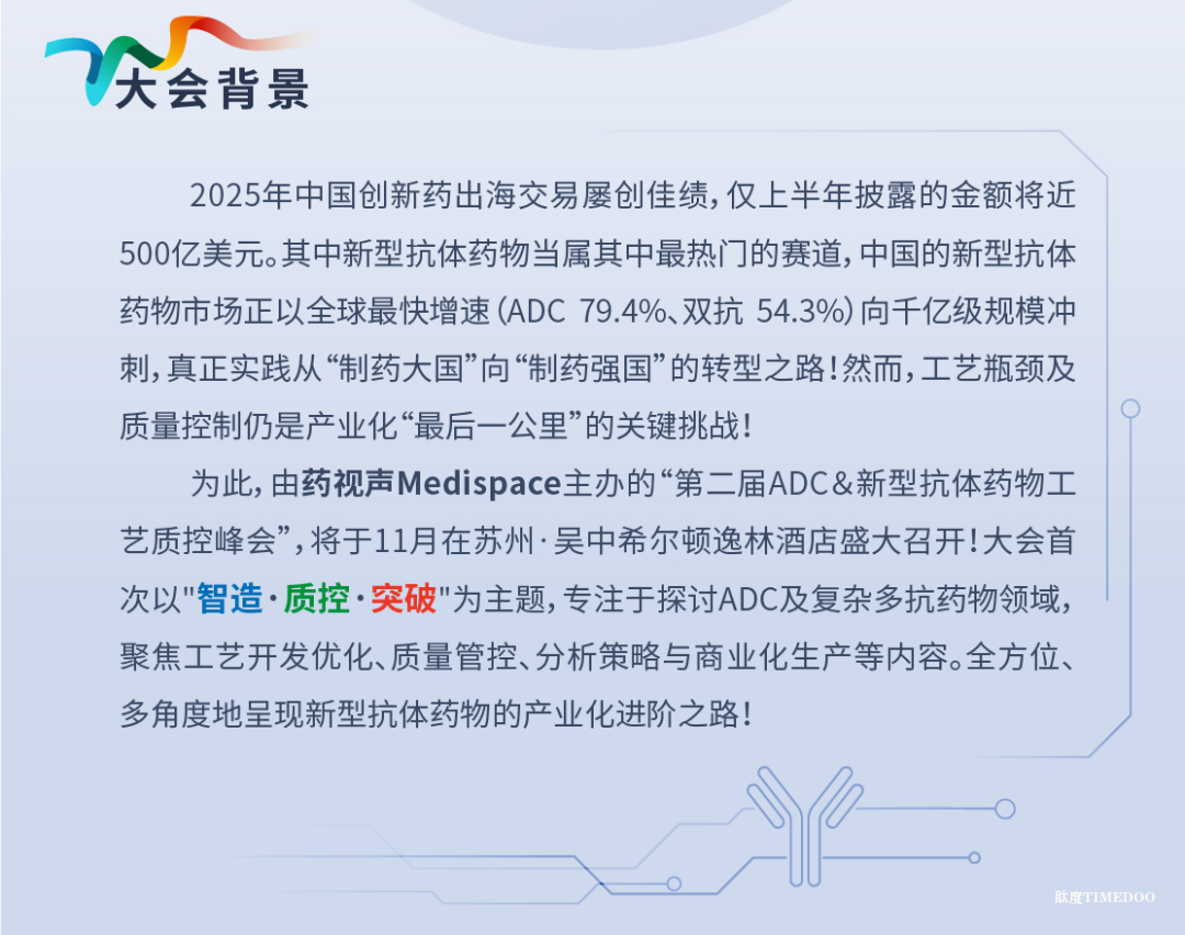 2025年11月20-21日·苏州·第二届ADC&新型抗体药物工艺质控峰会-肽度TIMEDOO