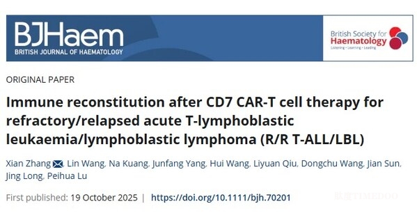 陆道培医院血液科张弦主任在英国血液学杂志BJHaem上发表CD7 CAR-T后免疫重建最新研究成果
