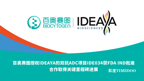 百奥赛图授权IDEAYA的双抗ADC项目IDE034获FDA IND批准，合作取得关键里程碑进展