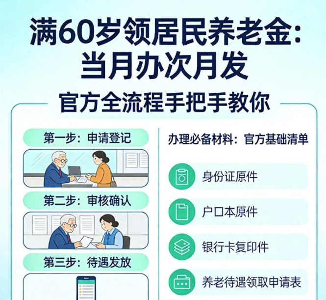 满60岁领居民养老金,官方流程揭秘:带齐这3样东西,当月申请次月稳到账!-肽度TIMEDOO