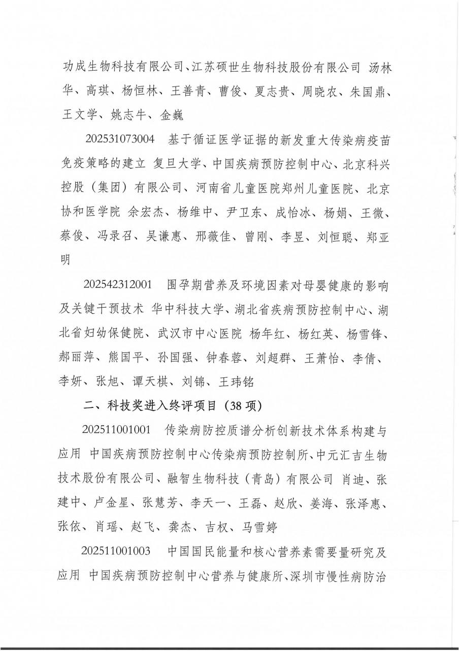 2025年中华预防医学会科学技术奖进入终评项目公示-肽度TIMEDOO