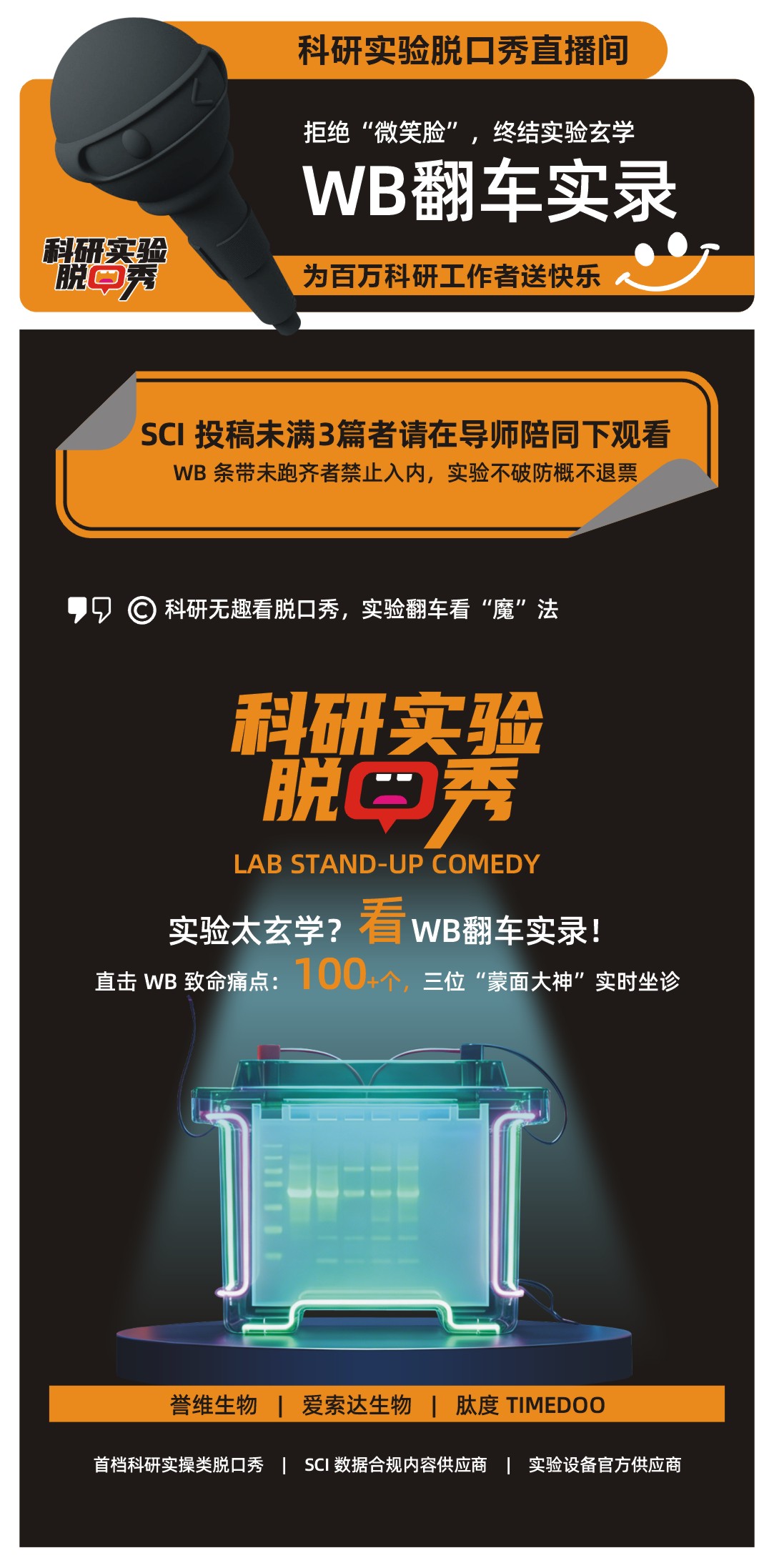 首档《科研实验脱口秀直播》节目震撼来袭！WB 翻车实录，谁来救救我的胶？
