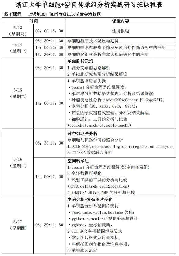 2026年5月13日-17日·杭州·浙江大学单细胞+空间转录组分析实战研习班招生简章-肽度TIMEDOO