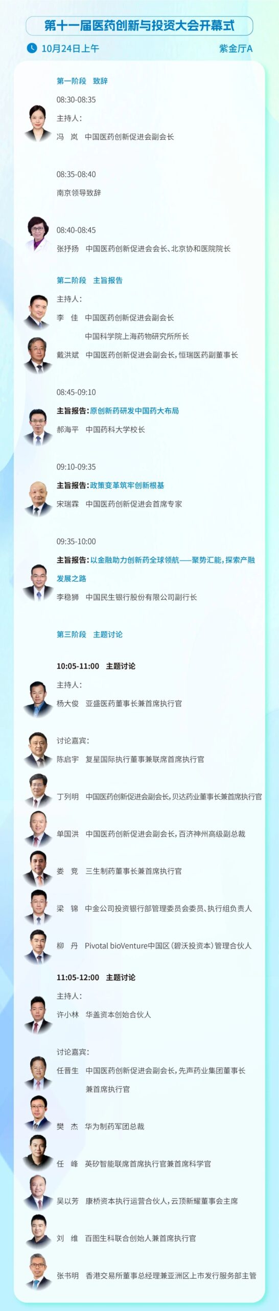 终版日程重磅发布,开幕式阵容先睹为快|第十一届医药创新与投资大会-肽度TIMEDOO